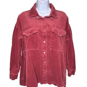 Y2K Women Corduroy Oversized Shirt Jacket Shacket Size‎ S Heritage Forever 21